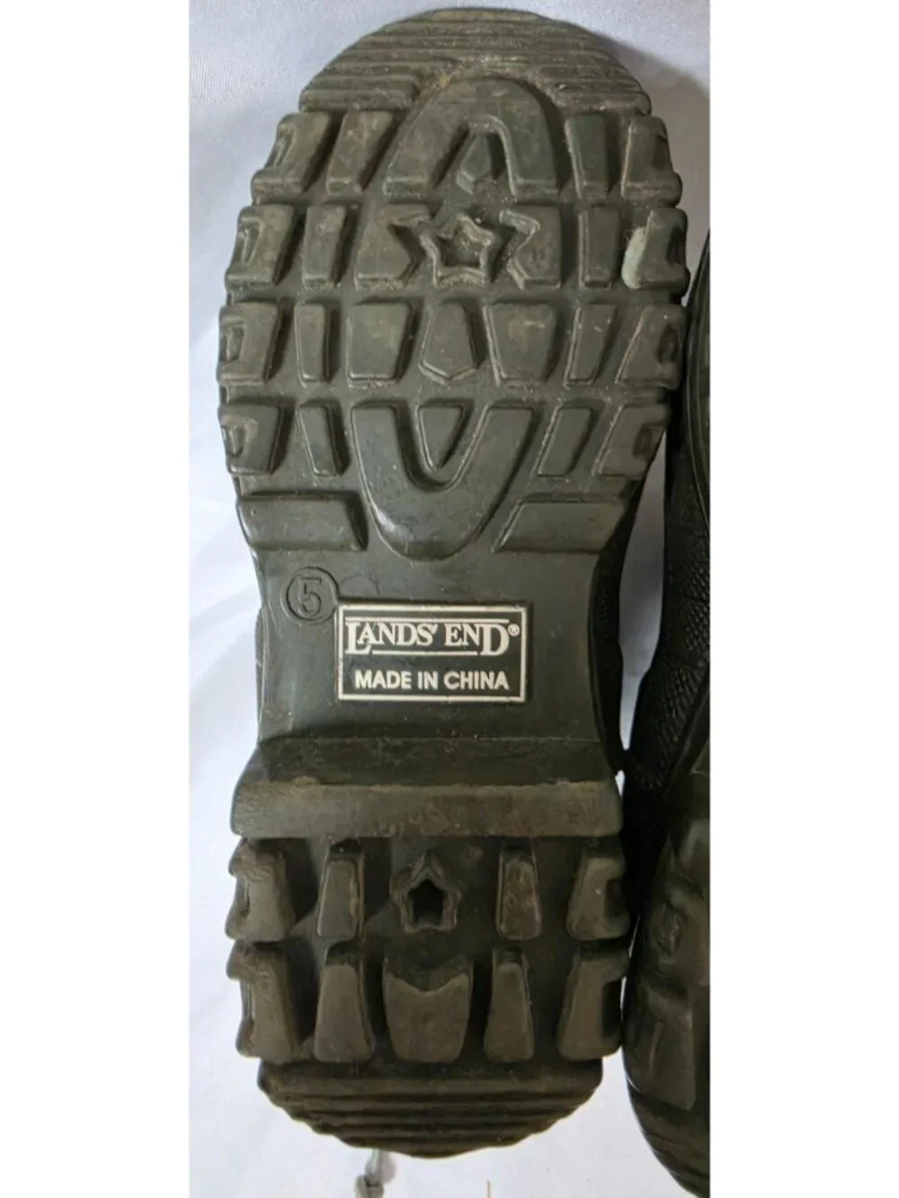 Lands End Toddler Size 5 M Green Rubber Rain Snow Slip-On Draw String Boots